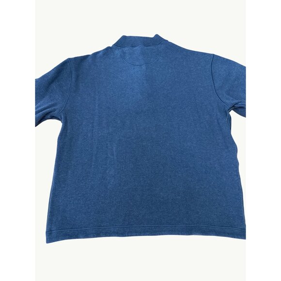 Dark Blue Light Blue Mens Quarter Zip Pullover Reversible Sweater Cotton Size XL - Picture 5 of 7